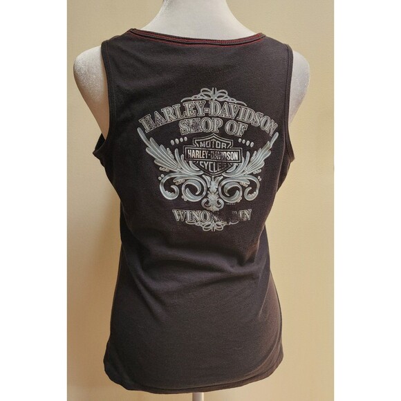 Y2K Harley Davidson Women's Black and Red Vest Tank Top Size Small - Picture 2 of 12